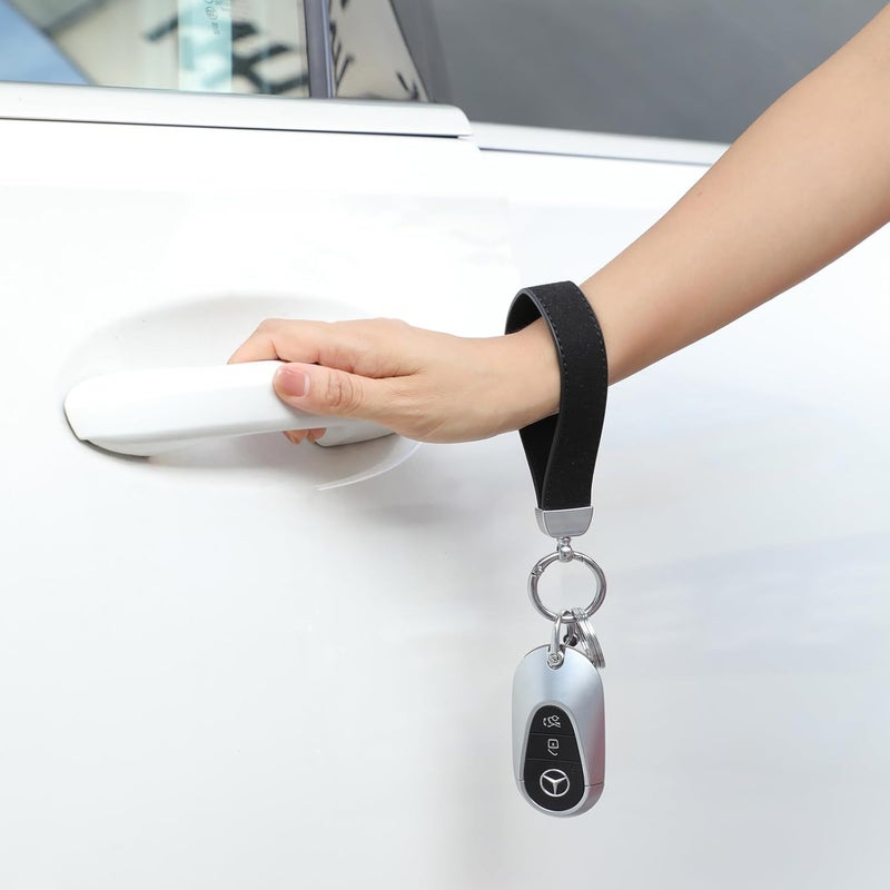Weixiltc Leather Wristlet Keychain, Car Key Chain Holder with 2 Key Ring & Anti-Lost D Ring, Key Fob Wristband for Women - Image 4
